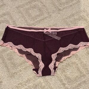 Victoria's Secret Burgandy and Pink Lace Trim Panties